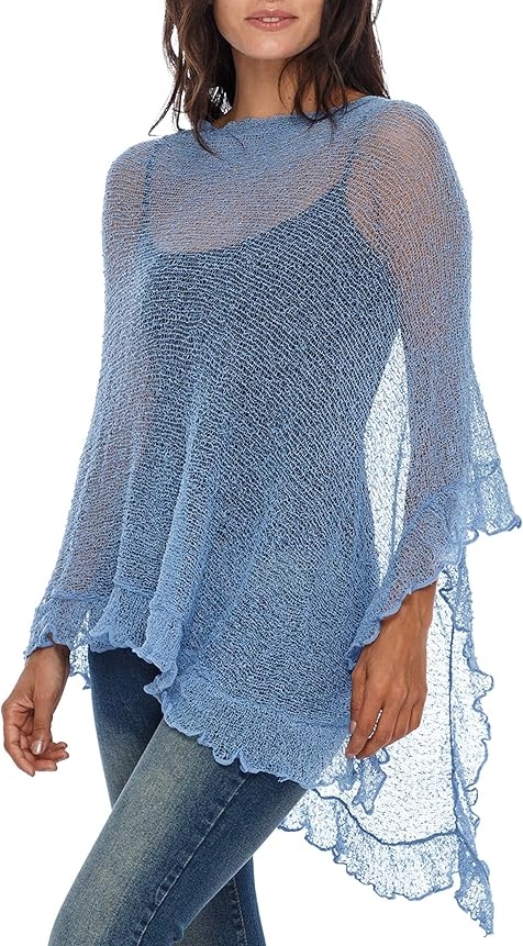 Sheer poncho shrug