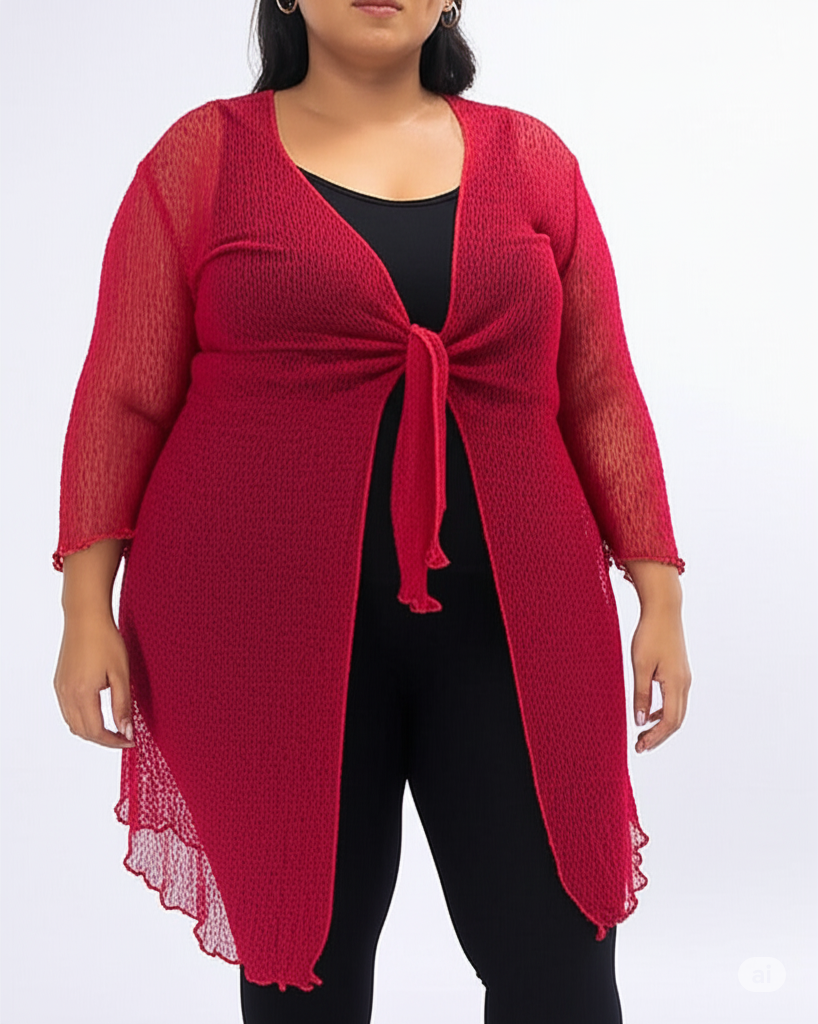 Plus Size Lightweight Sheer Knitted Shrug