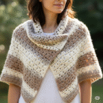 Model wearing handmade knit shrug bolero from Bali Knitted Shop