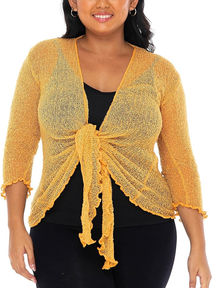 Back detail of knitted shrug – breathable summer layer